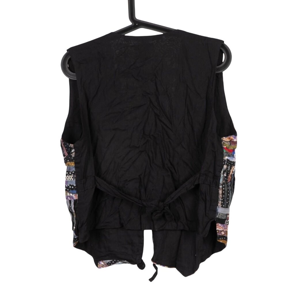 VTG Halsey Patchwork Vest M Boho Hippie Toggles Lagenlook Festival Indie TieBack - Picture 6 of 6